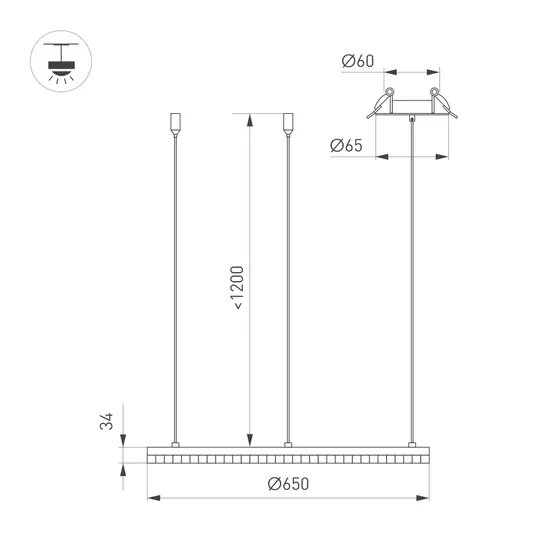 Фото #3 товара Светильник SP-DIAMOND-R650-36W Warm3000 (BK, 45 deg, 230V, TRIAC) (Arlight, IP20 Металл, 5 лет)