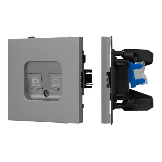 Фото #1 товара Механизм компьютерной розетки двойной SCT-TENDO-MPC2-PL-GR (RJ-45, CAT6) (Arlight, -)