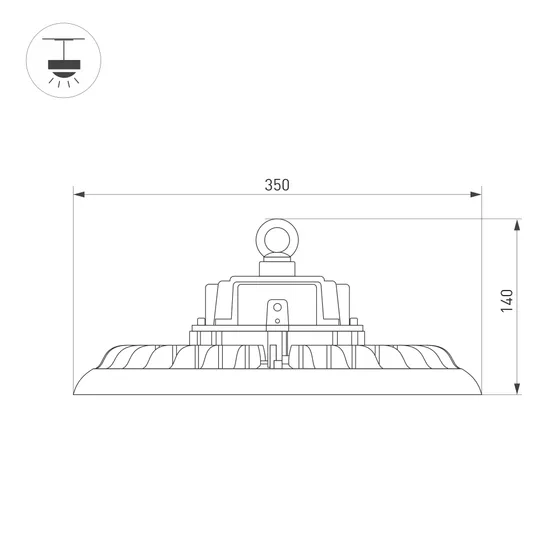 Фото #2 товара Светильник SP-ARIVA-DIM-R350-200W White5000 (BK, 60 deg, 230V, 0-10V) (Arlight, IP65 Металл, 5 лет)