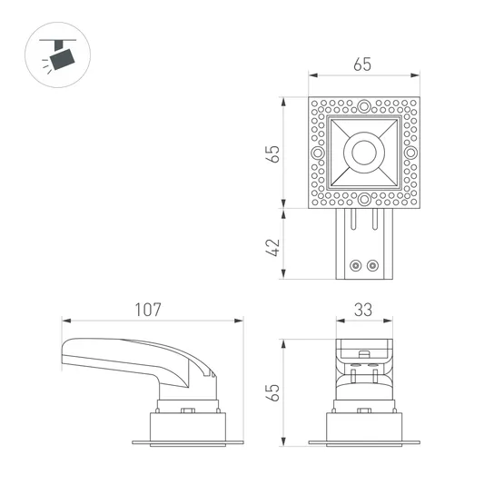 Фото #2 товара Светильник MS-RIALTO-TRIMLESS-S40x40-9W Warm3000 (WH, 36deg, 230V) (Arlight, IP20 Металл, 5 лет)