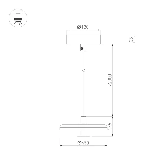 Фото #3 товара Светильник SP-KOTARO-R450-12W Warm2700 (BK-CF, 36 deg, 230V, TRIAC) (Arlight, IP20)